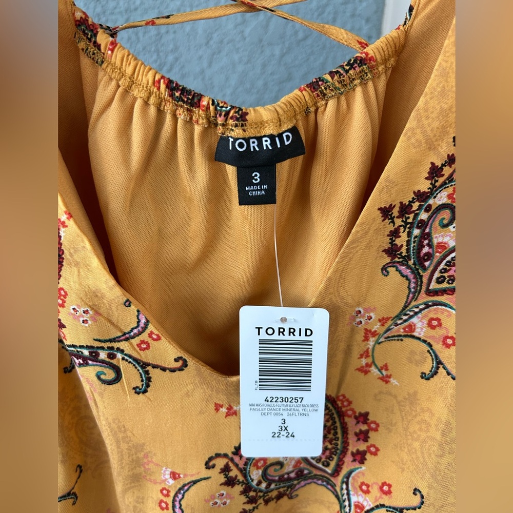 Torrid Paisley Corset Like String Up Back V-neck Pockets Dress Size 3/20-22 - Picture 3 of 5